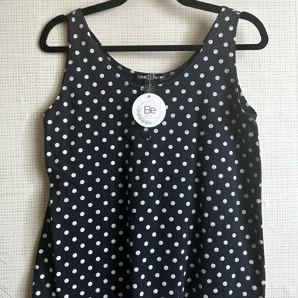 Vintage Black and White Polka Dot Tank Top
